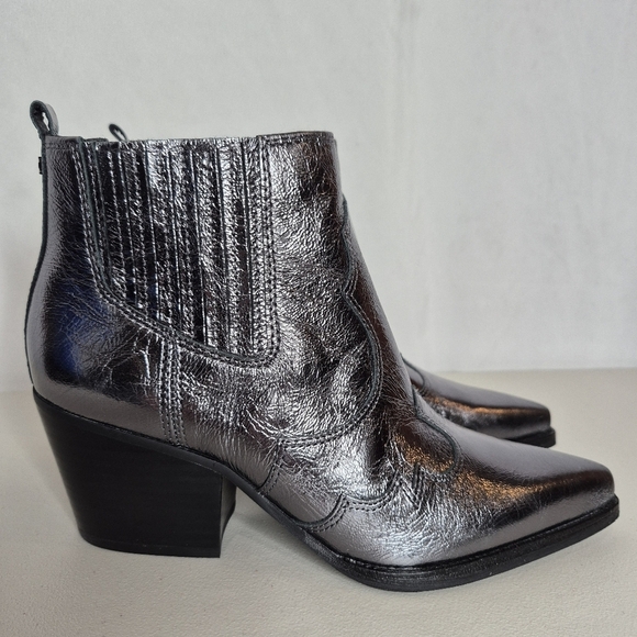 Sam Edelman Winona Silver Metallic Leather Western Style Booties - Size 7 - NWOB - Picture 4 of 16